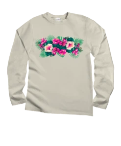 Pacific In Bloom - Coconut Dyed Long Sleeve Crewneck T-Shirt