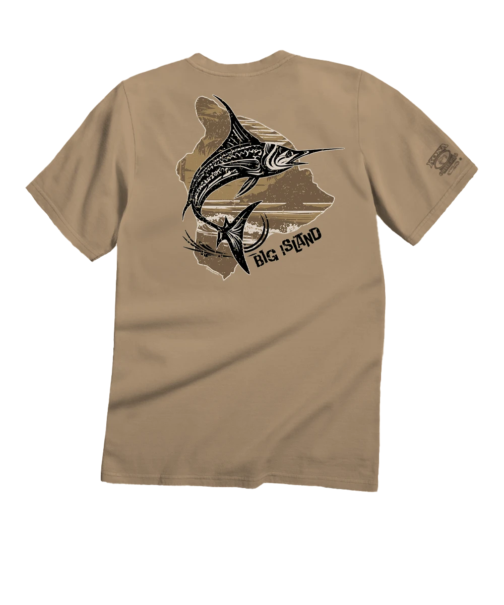 Marlin Of Hawaii - Kona Coffee Dyed Short Sleeve Crewneck T-Shirt 1 Marlin Of Hawaii - Kona Coffee Dyed Short Sleeve Crewneck T-Shirt