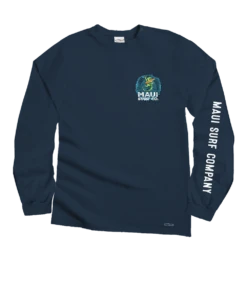 Maui Surf Co. Wood Ring - Navy Long Sleeve Crewneck T-Shirt -Crazy Shirts Sale Store 2017180 1A
