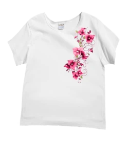 Bougainvillea Vines - White Short Sleeve Scoop Neck T-Shirt
