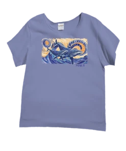 Whimsical Whales - Lavender Dyed Short Sleeve Scoop Neck T-Shirt