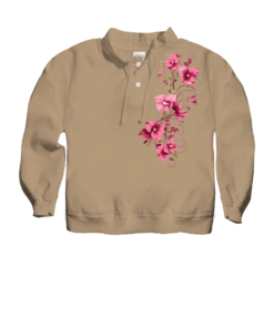 Bougainvillea Vines - Kona Coffee Dyed Long Sleeve Lightweight Pullover