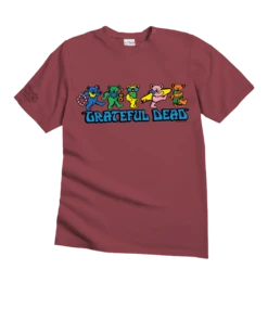 Grateful Dead Hula Bears - Paradise Red Dyed Short Sleeve Crewneck T-Shirt