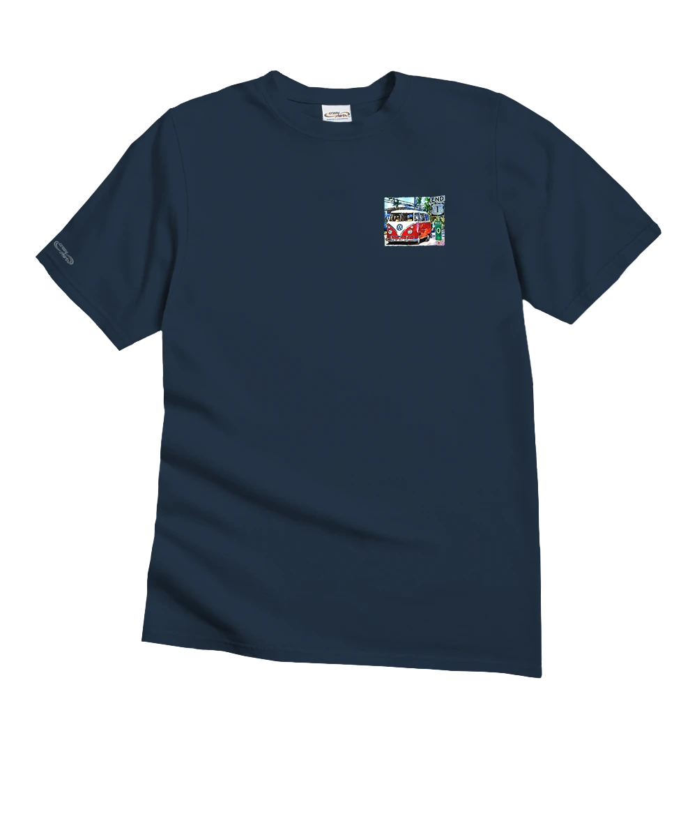 Volkswagen Van Mile 0 - Navy Short Sleeve Crewneck T-Shirt 4 Volkswagen Van Mile 0 - Navy Short Sleeve Crewneck T-Shirt - Image 4