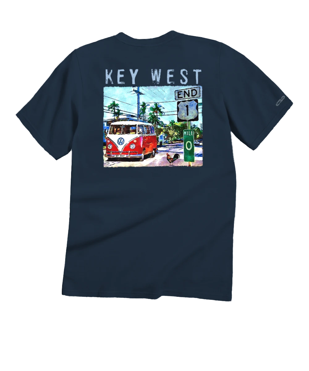 Volkswagen Van Mile 0 - Navy Short Sleeve Crewneck T-Shirt 1 Volkswagen Van Mile 0 - Navy Short Sleeve Crewneck T-Shirt