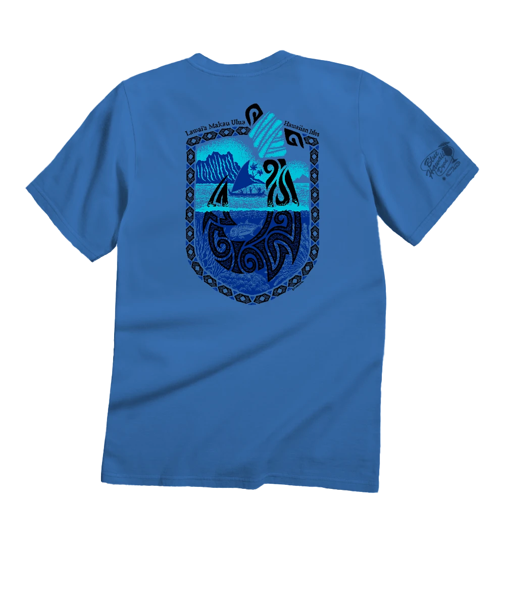 Lawaia Makau Ulua - Blue Hawaii Dyed Short Sleeve Crewneck T-Shirt 1 Lawaia Makau Ulua - Blue Hawaii Dyed Short Sleeve Crewneck T-Shirt