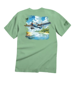 Tropical Seaplane - Key Lime Dyed Short Sleeve Crewneck T-Shirt