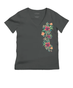 Turtle Dream - Graphite Short Sleeve Pima V-Neck T-Shirt