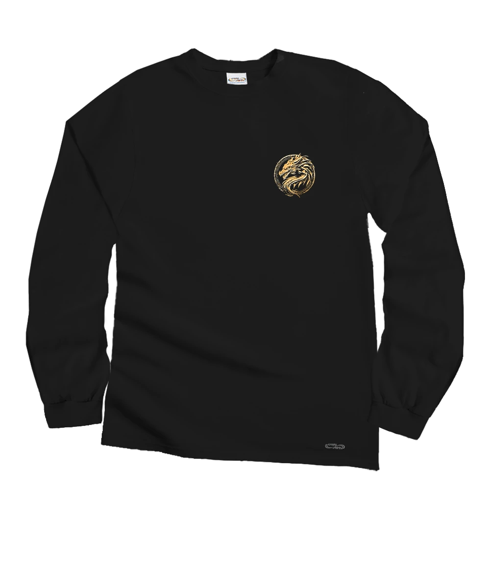 Dragon Medallion - Black Long Sleeve Crewneck T-Shirt 4 Dragon Medallion - Black Long Sleeve Crewneck T-Shirt - Image 4