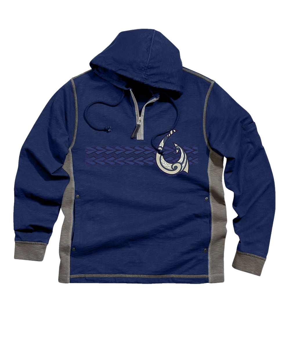 Tribal Hook Band - Midnight/Gray Long Sleeve Longboard Hooded Tee 1 Tribal Hook Band - Midnight/Gray Long Sleeve Longboard Hooded Tee