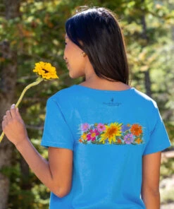 Floral Sunflower Band - Blue Hawaii Dyed Short Sleeve Scoop Neck T-Shirt 6 Floral Sunflower Band - Blue Hawaii Dyed Short Sleeve Scoop Neck T-Shirt -Crazy Shirts Sale Store 2017603 1A