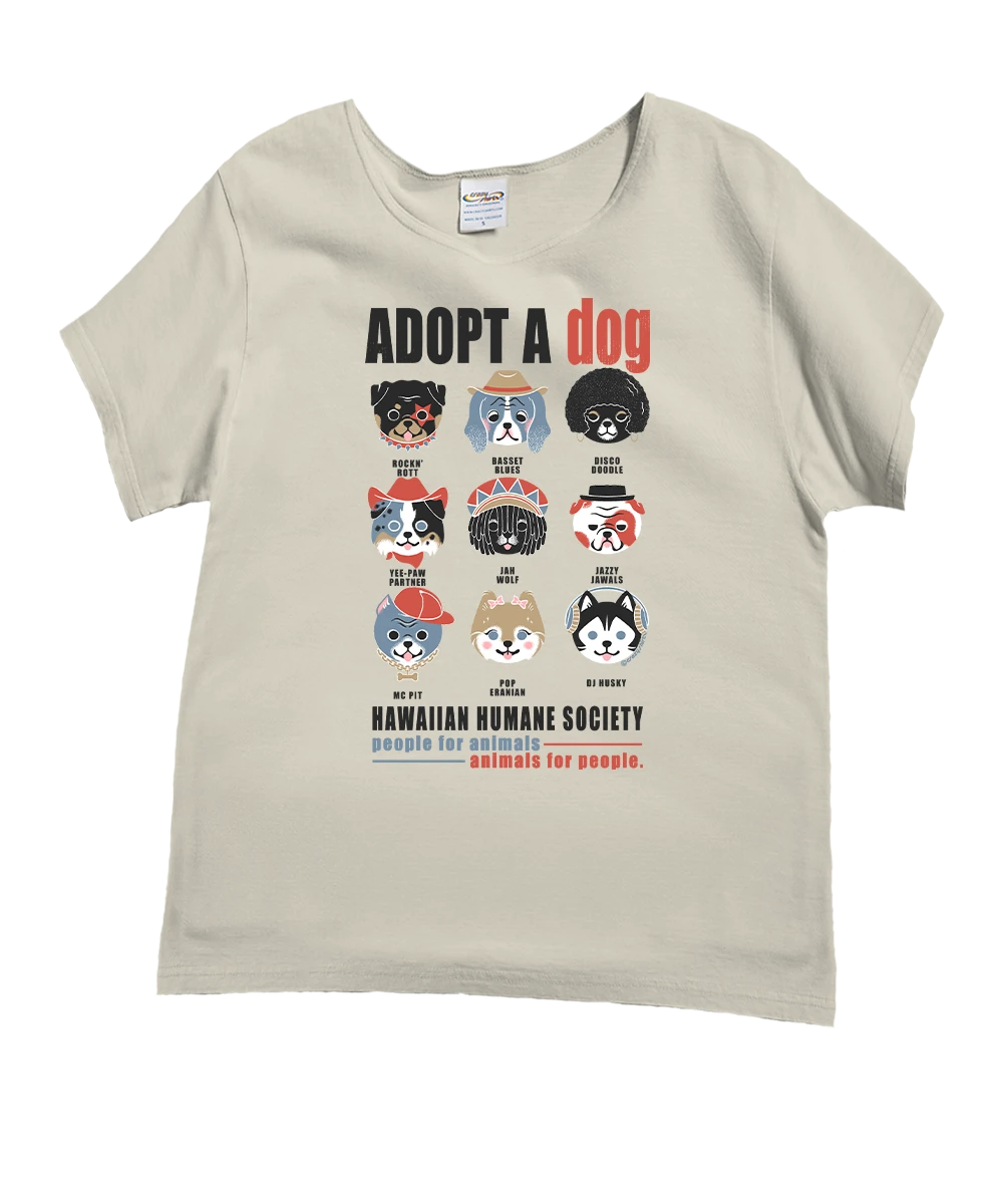 Hawaiian Humane Society Adopt A Dog Canine Musicians - Coconut Dyed Short Sleeve Scoop Neck T-Shirt 1 Hawaiian Humane Society Adopt A Dog Canine Musicians - Coconut Dyed Short Sleeve Scoop Neck T-Shirt