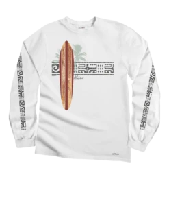 Island Surf - White Long Sleeve Crewneck T-Shirt