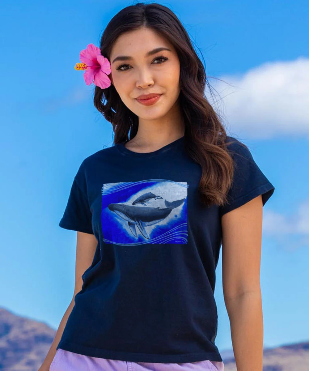 Wyland® Humpbacks - Navy Short Sleeve Crewneck T-Shirt 2 Wyland® Humpbacks - Navy Short Sleeve Crewneck T-Shirt - Image 2