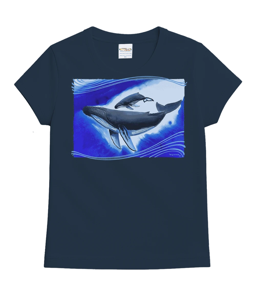 Wyland® Humpbacks - Navy Short Sleeve Crewneck T-Shirt 1 Wyland® Humpbacks - Navy Short Sleeve Crewneck T-Shirt