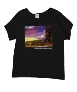 Victoria Beach Pirate Tower - Black Short Sleeve Scoop Neck T-Shirt