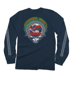 Grateful Dead Hawaiian Flag - Navy Long Sleeve Crewneck T-Shirt