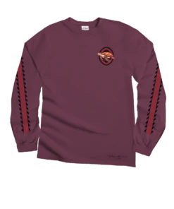 Honu Tribal Woodcut - Wine Dyed Long Sleeve Crewneck T-Shirt -Crazy Shirts Sale Store 2018015 1A