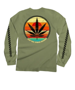 Leaf The Stress Behind - Hemp Dyed Long Sleeve Crewneck T-Shirt