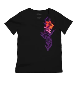 Sunset Stripe Vert - Jet Black Short Sleeve Pima V-Neck T-Shirt