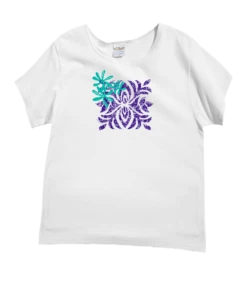 Tiare Quilt - White Short Sleeve Scoop Neck T-Shirt