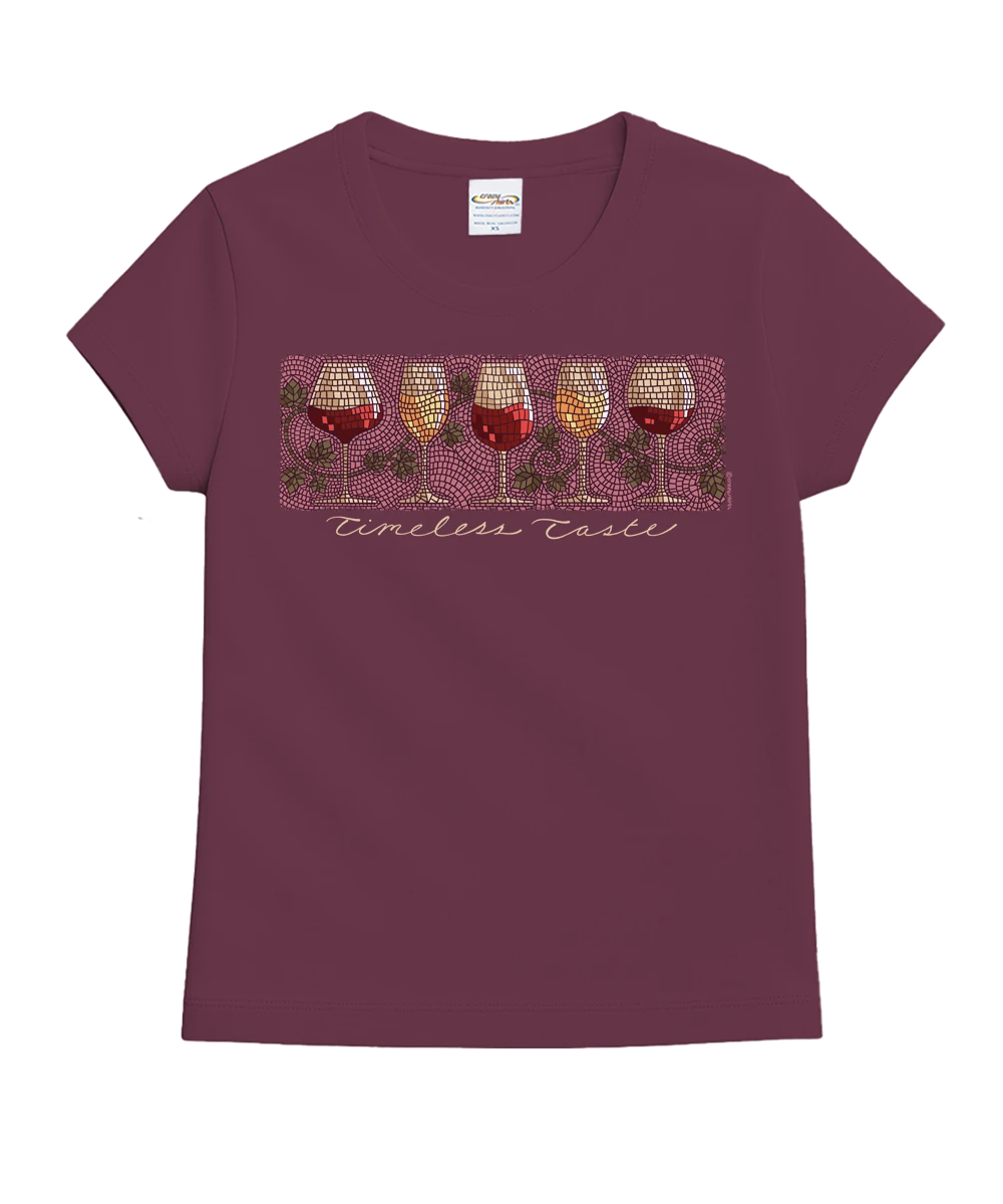 Wine Glass Mosaic - Wine Dyed Short Sleeve Crewneck T-Shirt 1 Wine Glass Mosaic - Wine Dyed Short Sleeve Crewneck T-Shirt