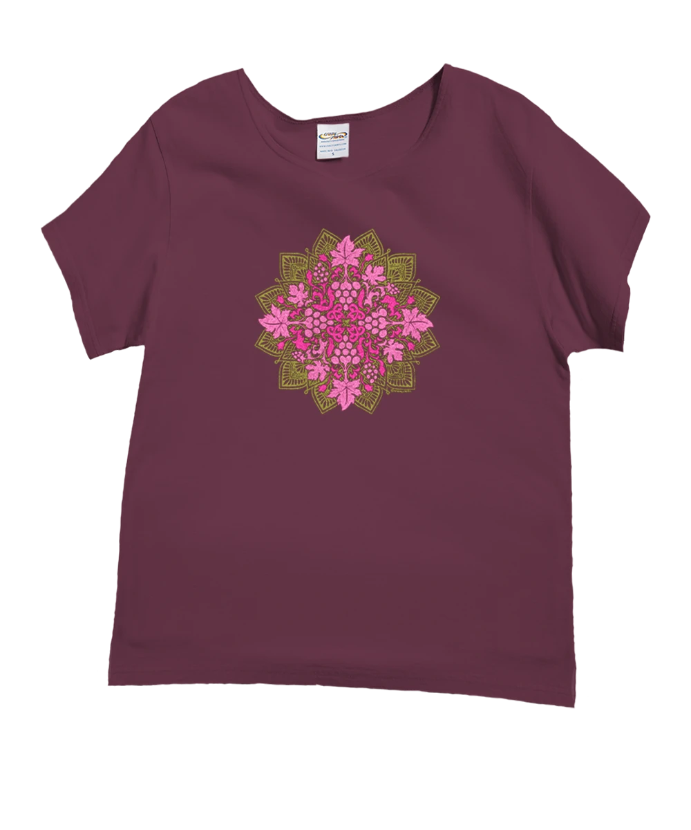 Wine Quilt - Wine Dyed Short Sleeve Scoop Neck T-Shirt 1 Wine Quilt - Wine Dyed Short Sleeve Scoop Neck T-Shirt