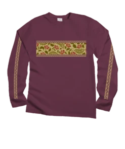 Hibiscus Brocade Band - Wine Dyed Long Sleeve Crewneck T-Shirt