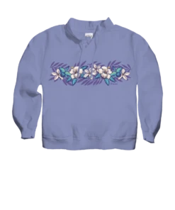 Tropical Florals - Lavender Dyed Long Sleeve Lightweight Pullover