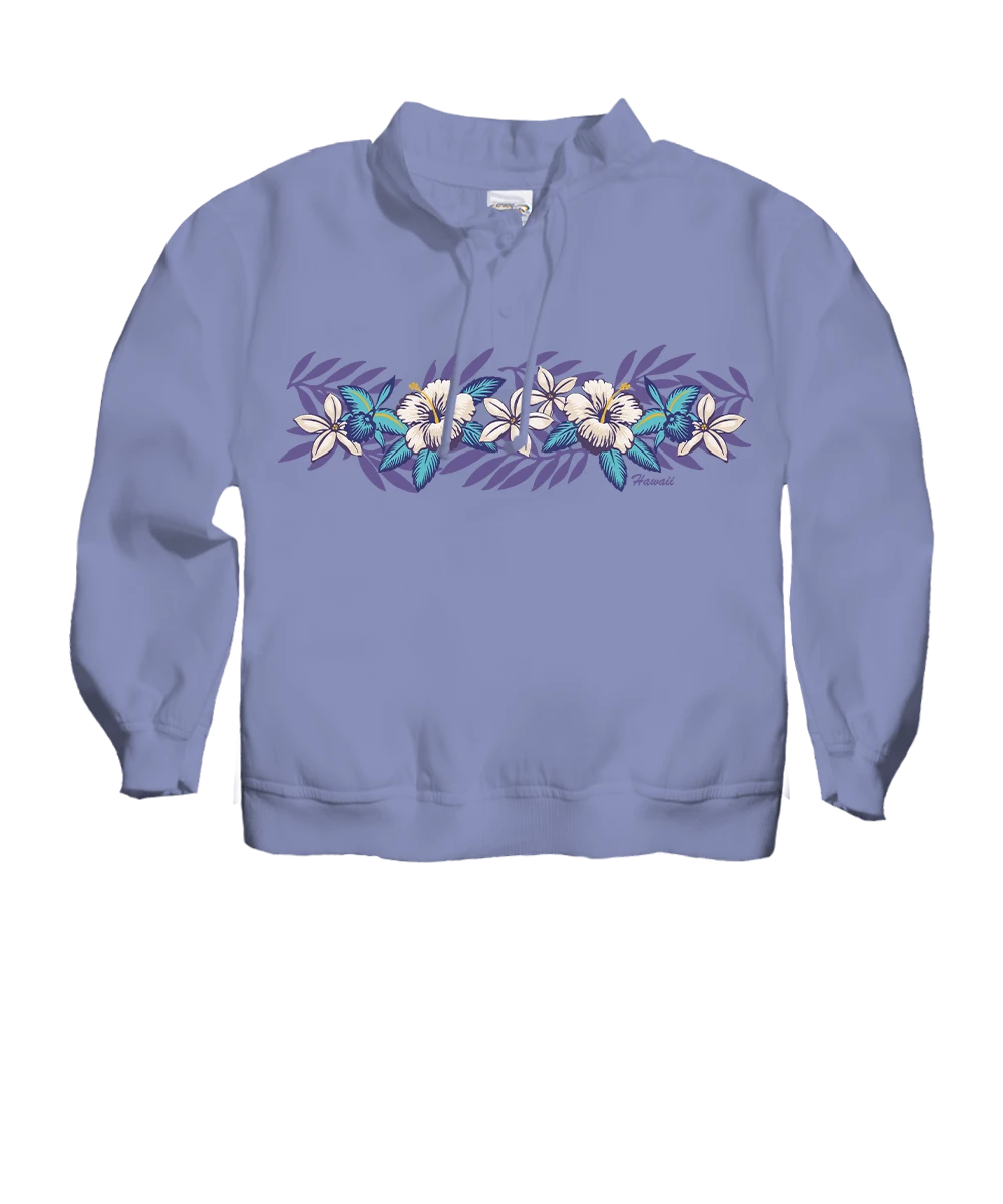 Tropical Florals - Lavender Dyed Long Sleeve Lightweight Pullover 1 Tropical Florals - Lavender Dyed Long Sleeve Lightweight Pullover