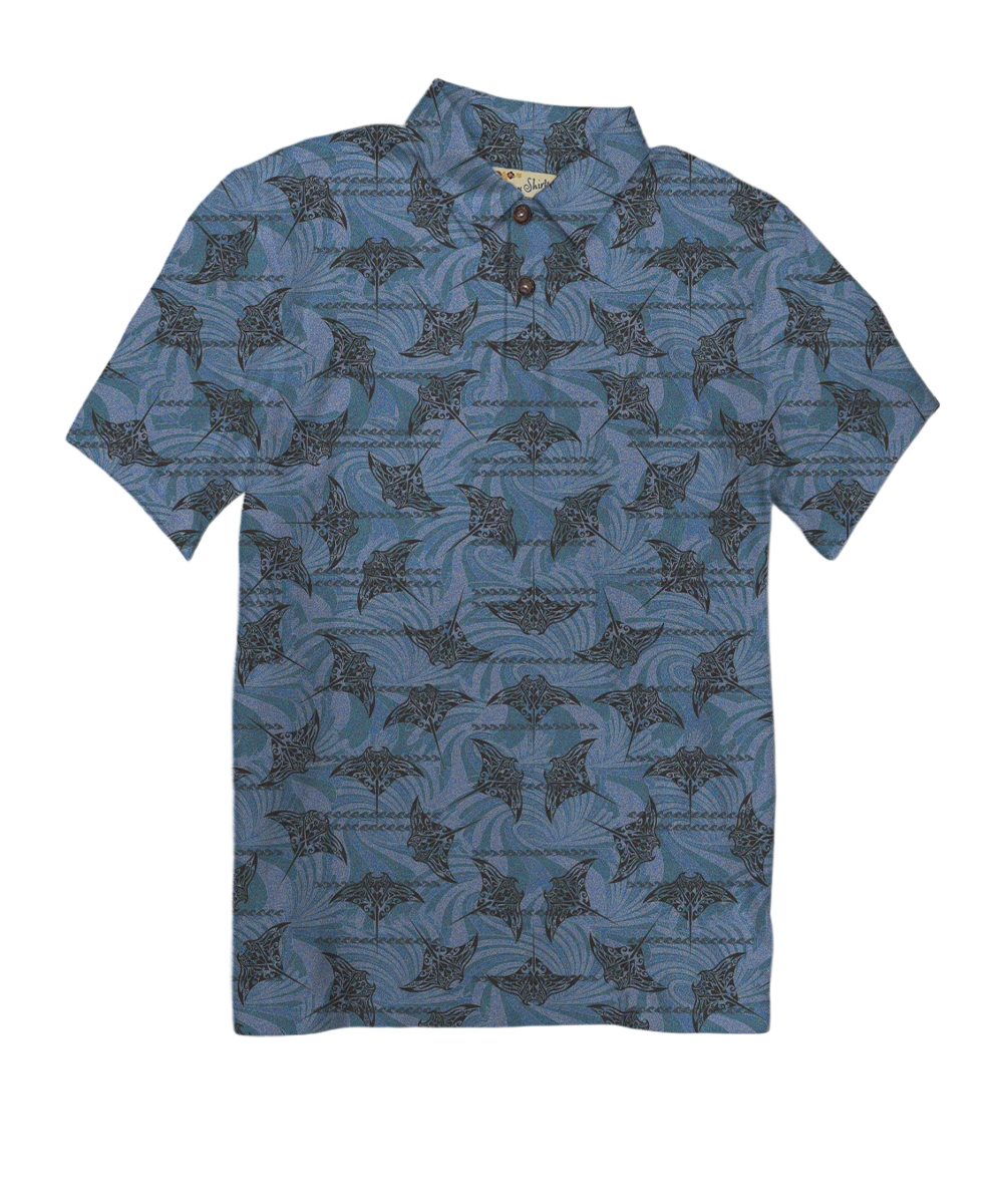 Manta Current - Steele Short Sleeve Hawaiian Polo Shirt 1 Manta Current - Steele Short Sleeve Hawaiian Polo Shirt