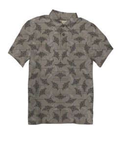 Manta Current - Tan Short Sleeve Hawaiian Polo Shirt