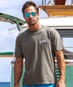 USS Midway Flag - Crater Dyed® Short Sleeve Crewneck T-Shirt -Crazy Shirts Sale Store 2018091 1A