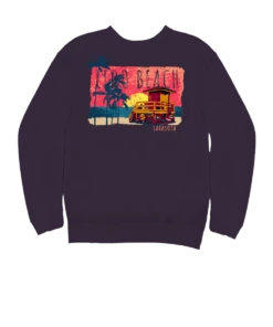 Painted Lido Beach - Blackberry Dyed Long Sleeve Sweatshirt