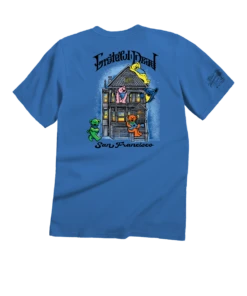 Grateful Dead Bear House - Blue Hawaii Dyed Short Sleeve Crewneck T-Shirt