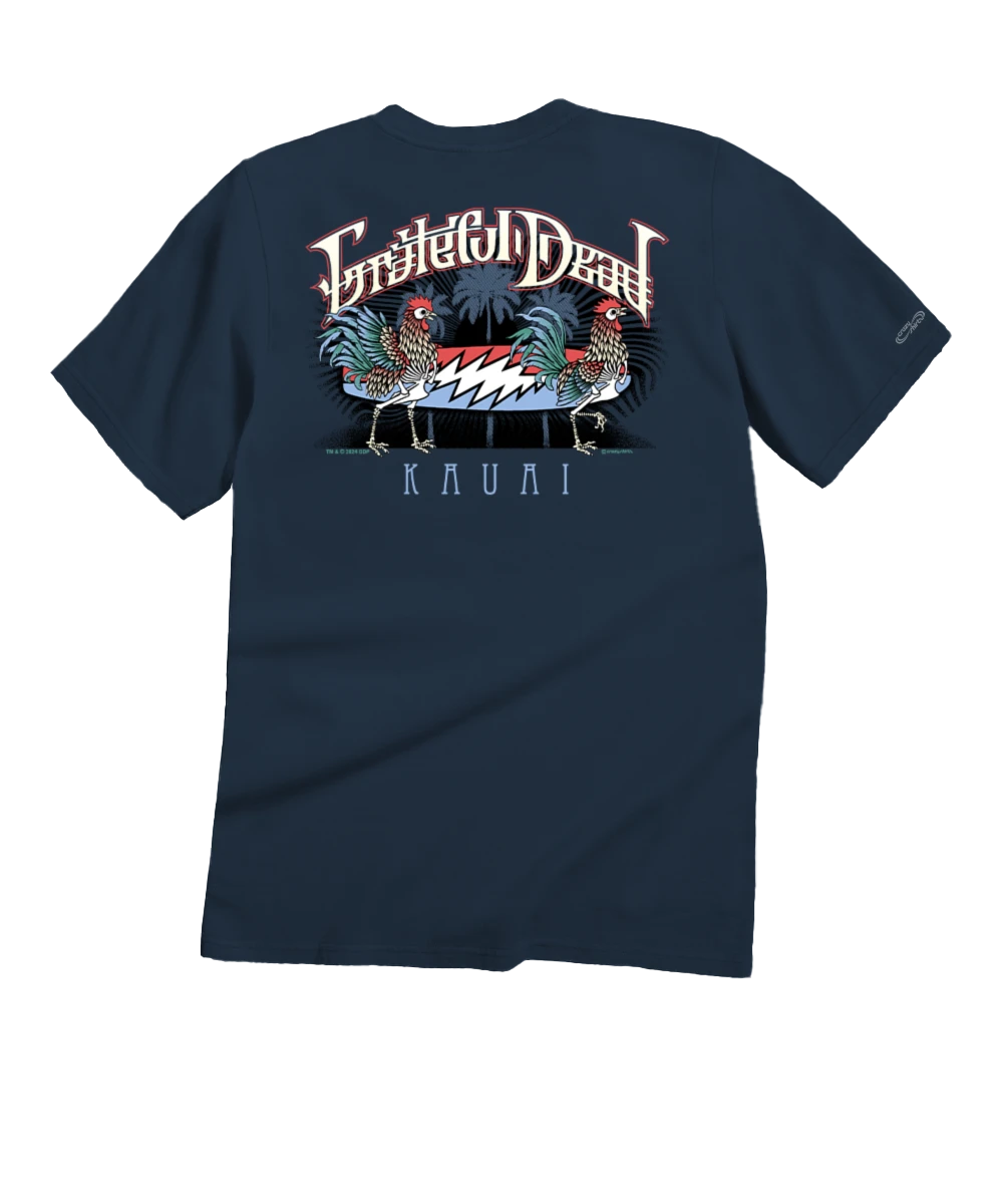 Grateful Dead Skeleton Chicken - Navy Short Sleeve Crewneck T-Shirt 1 Grateful Dead Skeleton Chicken - Navy Short Sleeve Crewneck T-Shirt