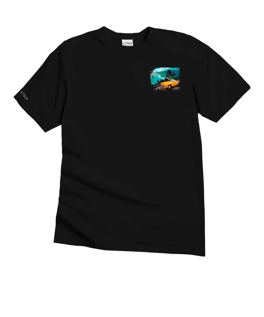 Volkswagen Ghia By The Ocean - Black Short Sleeve Crewneck T-Shirt 4 Volkswagen Ghia By The Ocean - Black Short Sleeve Crewneck T-Shirt - Image 4