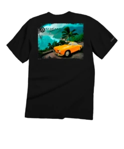 Volkswagen Ghia By The Ocean - Black Short Sleeve Crewneck T-Shirt
