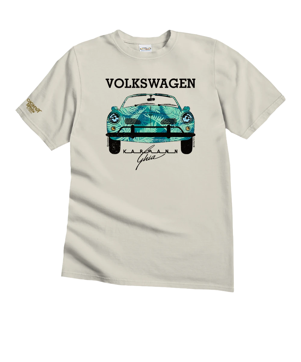 Volkswagen Karmann Ghia Palm - Coconut Dyed Short Sleeve Crewneck T-Shirt 1 Volkswagen Karmann Ghia Palm - Coconut Dyed Short Sleeve Crewneck T-Shirt