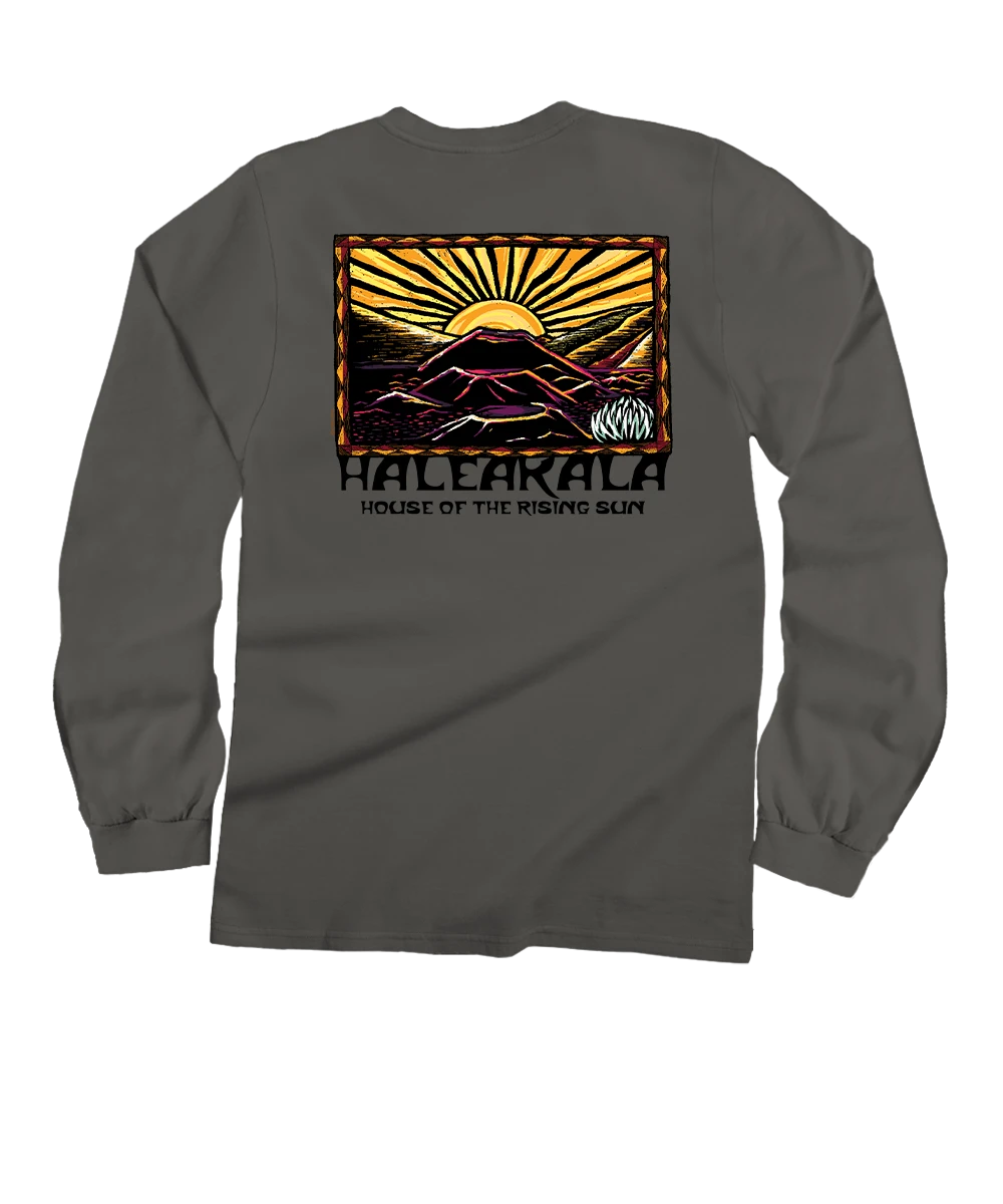 Haleakala Rising Sun - Crater Dyed® Long Sleeve Crewneck T-Shirt 1 Haleakala Rising Sun - Crater Dyed® Long Sleeve Crewneck T-Shirt