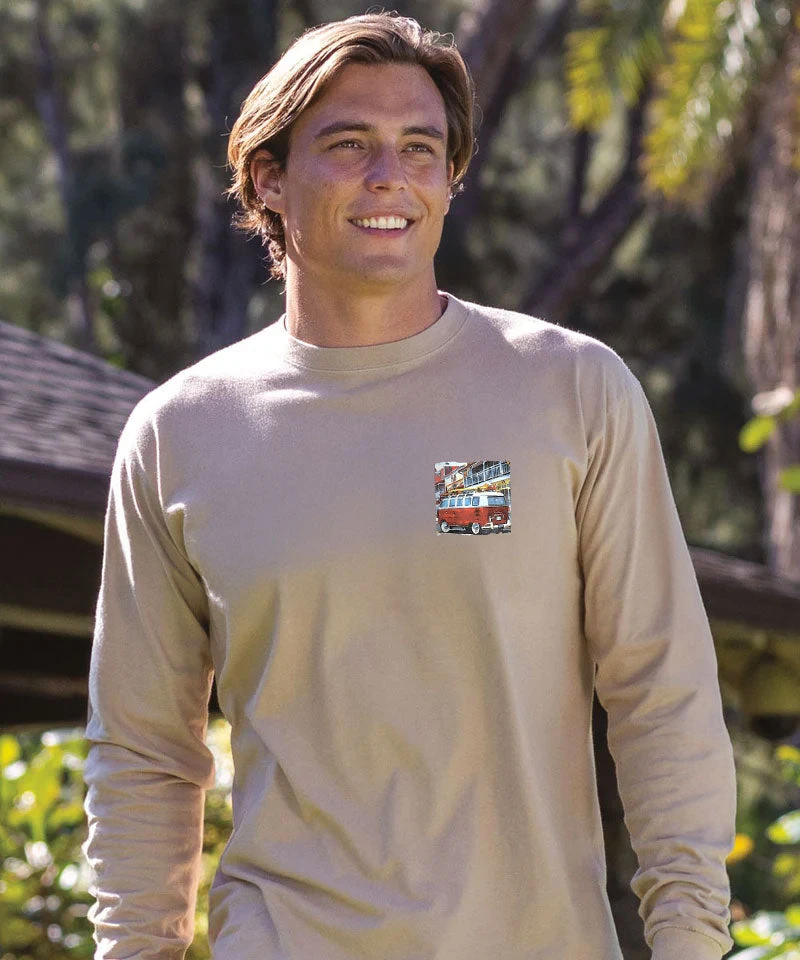 Volkswagen Van Lahaina - Kona Coffee Dyed Long Sleeve Crewneck T-Shirt 3 Volkswagen Van Lahaina - Kona Coffee Dyed Long Sleeve Crewneck T-Shirt - Image 3