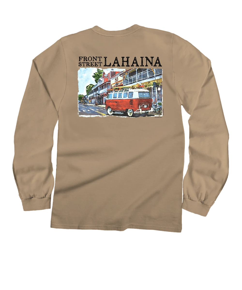 Volkswagen Van Lahaina - Kona Coffee Dyed Long Sleeve Crewneck T-Shirt 1 Volkswagen Van Lahaina - Kona Coffee Dyed Long Sleeve Crewneck T-Shirt