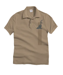 Vertical Tribal Shark - Kona Coffee Dyed Short Sleeve Oceanfront Polo Shirt