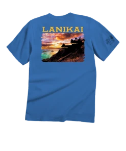 Lanikai Scenic View - Blue Hawaii Dyed Short Sleeve Crewneck T-Shirt