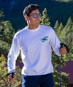 Watercolor Whale - White Long Sleeve Crewneck T-Shirt -Crazy Shirts Sale Store 2018222 1A