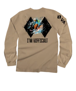 Vail Resort I'm Difficult - Kona Coffee Dyed Long Sleeve Crewneck T-Shirt