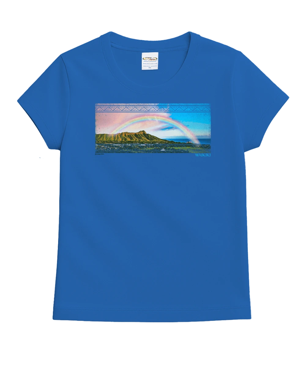 Waikiki Rainbow - Blue Hawaii Dyed Short Sleeve Crewneck T-Shirt 1 Waikiki Rainbow - Blue Hawaii Dyed Short Sleeve Crewneck T-Shirt