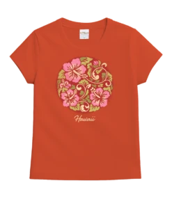 Decorative Hibiscus - Paprika Short Sleeve Crewneck T-Shirt