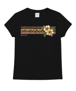 Banded Hibiscus - Black Short Sleeve Crewneck T-Shirt