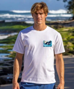 Manta Watercolor - White Short Sleeve Crewneck T-Shirt -Crazy Shirts Sale Store 2018321 1A